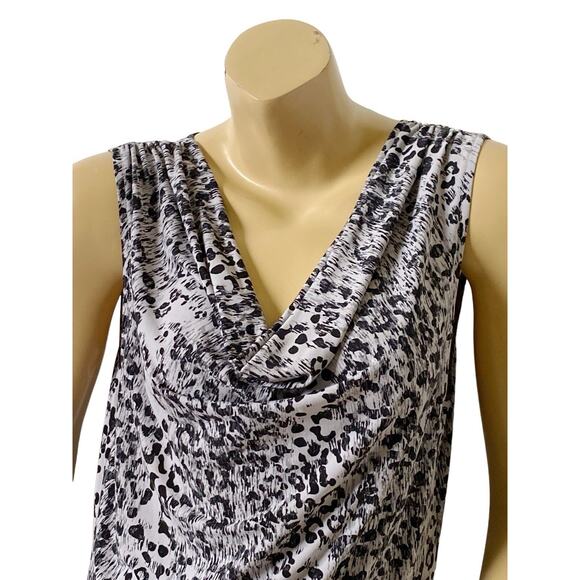 APT 9 Womens Size Large Sleeveless Gray Black Animal Print Cowl Neck Shirt Top - Picture 5 of 7